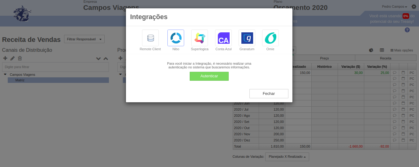 ERPs e plataformas integradas com o Treasy